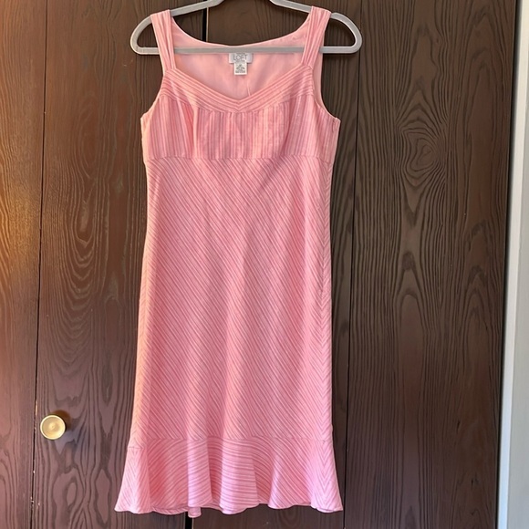 Loft petite linen blend sleeveless, midi dress. White and pink striped. S 6P - Picture 1 of 8